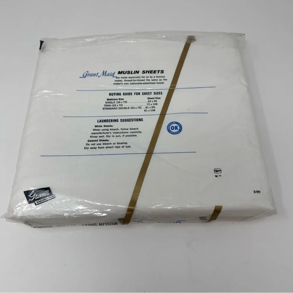 Grant Maid Vintage NWT Muslin Flat Sheet White Full Double Size